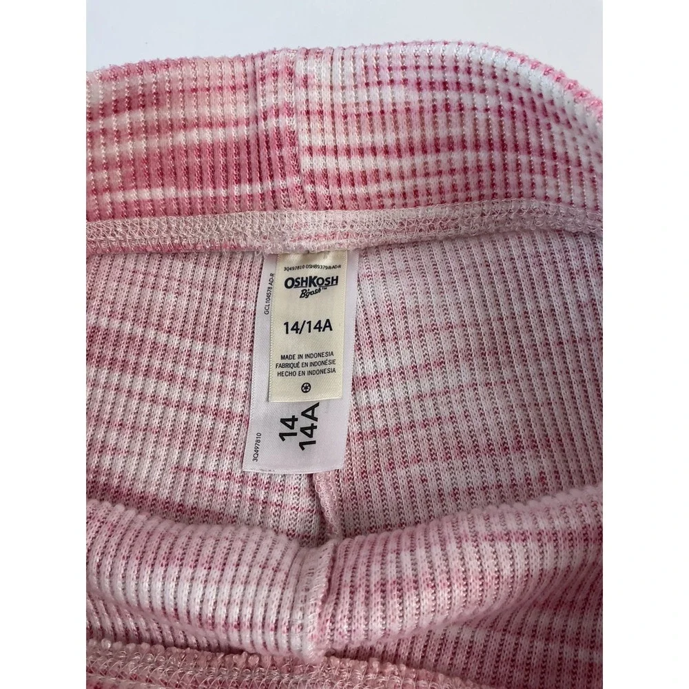 OshKosh‎ B'gosh Girls Pink White Tie Dye Ribbed Flare Pants Size 14